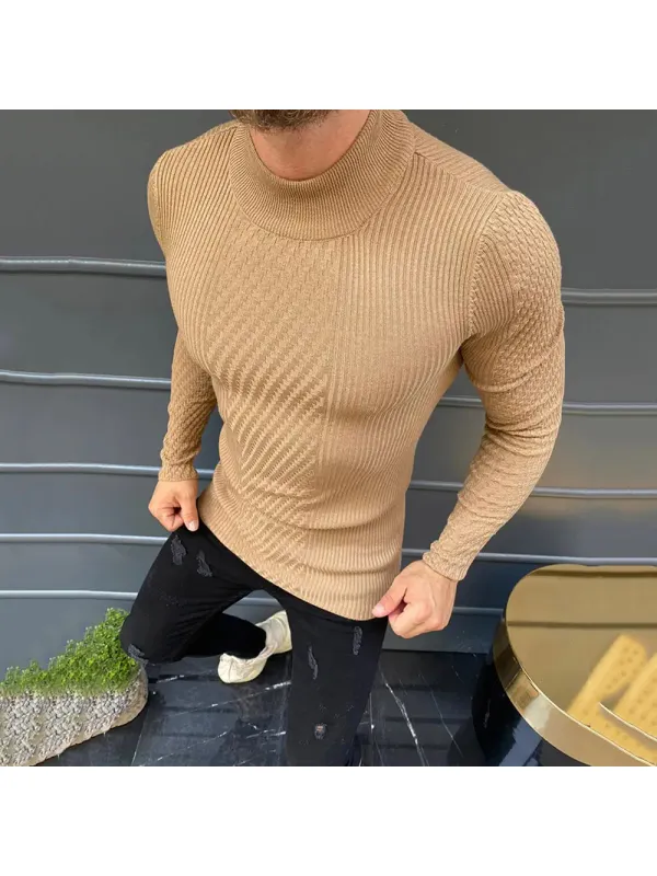 Men's Turtleneck Simple Knitted Sweater - Ootdmw.com 