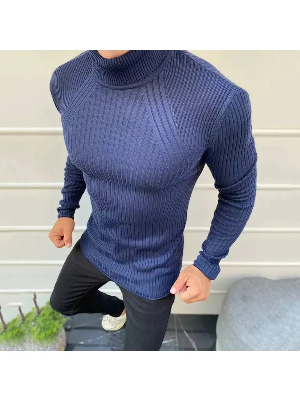 Men's Warm Solid Color Casual Sweater - Ootdmw.com 