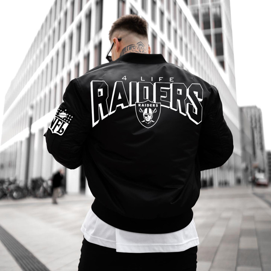 

Lässige Herrenjacke Mit American-Football-Print Und Stehkragen