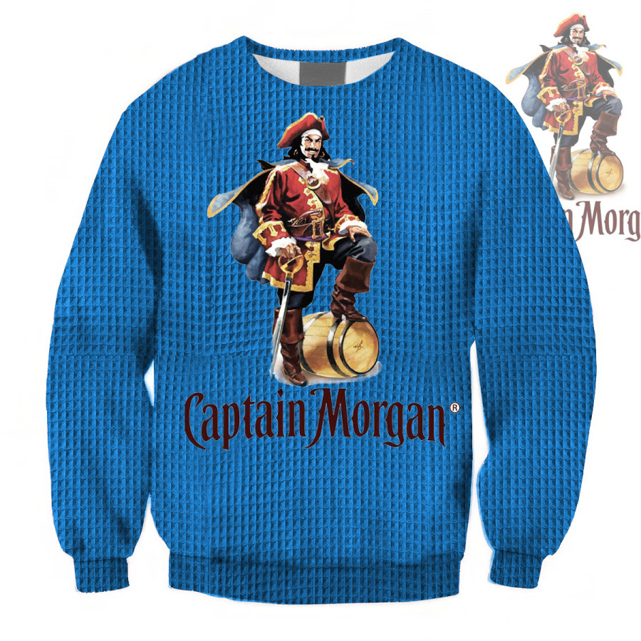 

Sudadera Extragrande Unisex Con Estampado De Gofres Del Capitán Morgan