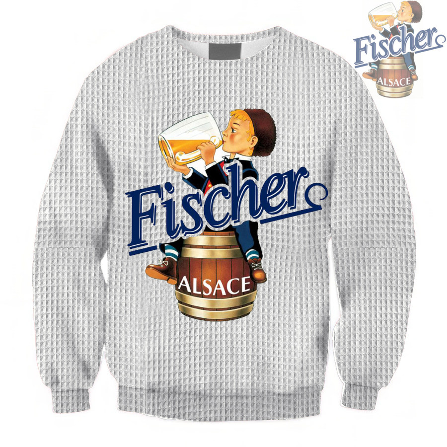 

Fischer Brewery Beer Waffle Print Sudadera Extragrande Unisex