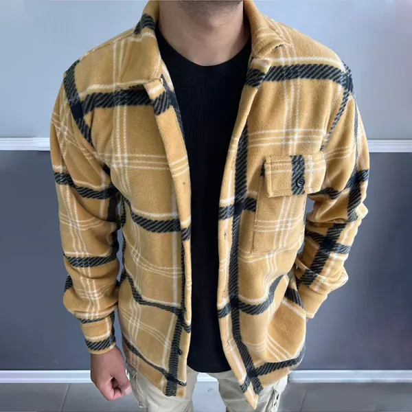 Men's Oversized Fleece Contrast Jacket - Ootdyouth.com 