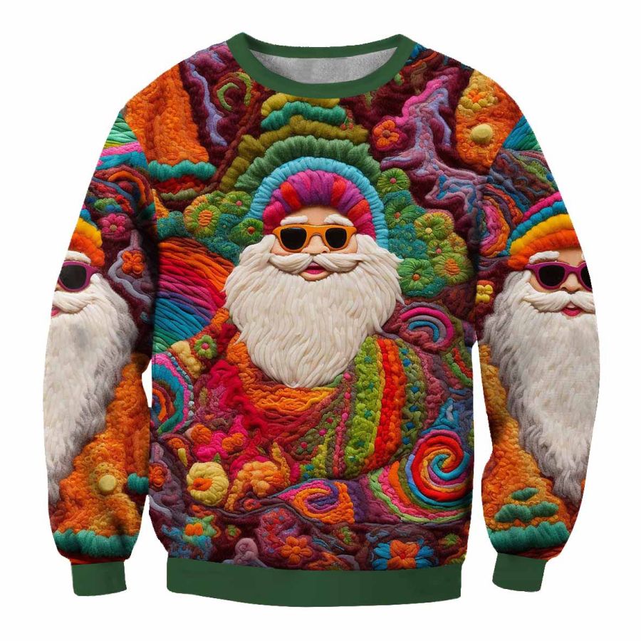 

Men's Vintage Santa Print Ugly Christmas Sweatshirt