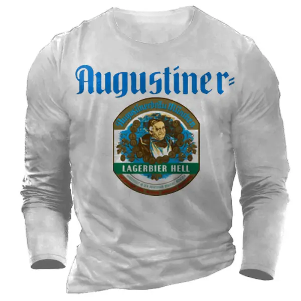Men's Our Beer Augustiner Print Fun Crew Neck Long Sleeve T-shirt - Cotosen.com
