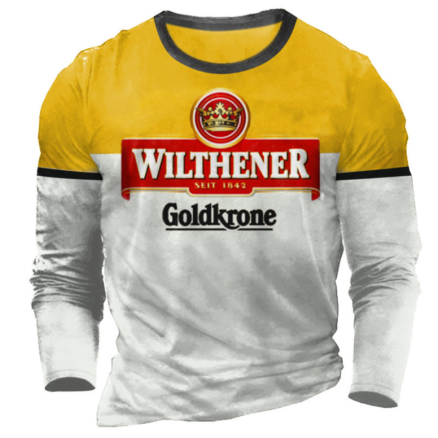 

Wilthener Goldkrone Print Fun Rundhals-Langarm-T-Shirt Für Herren