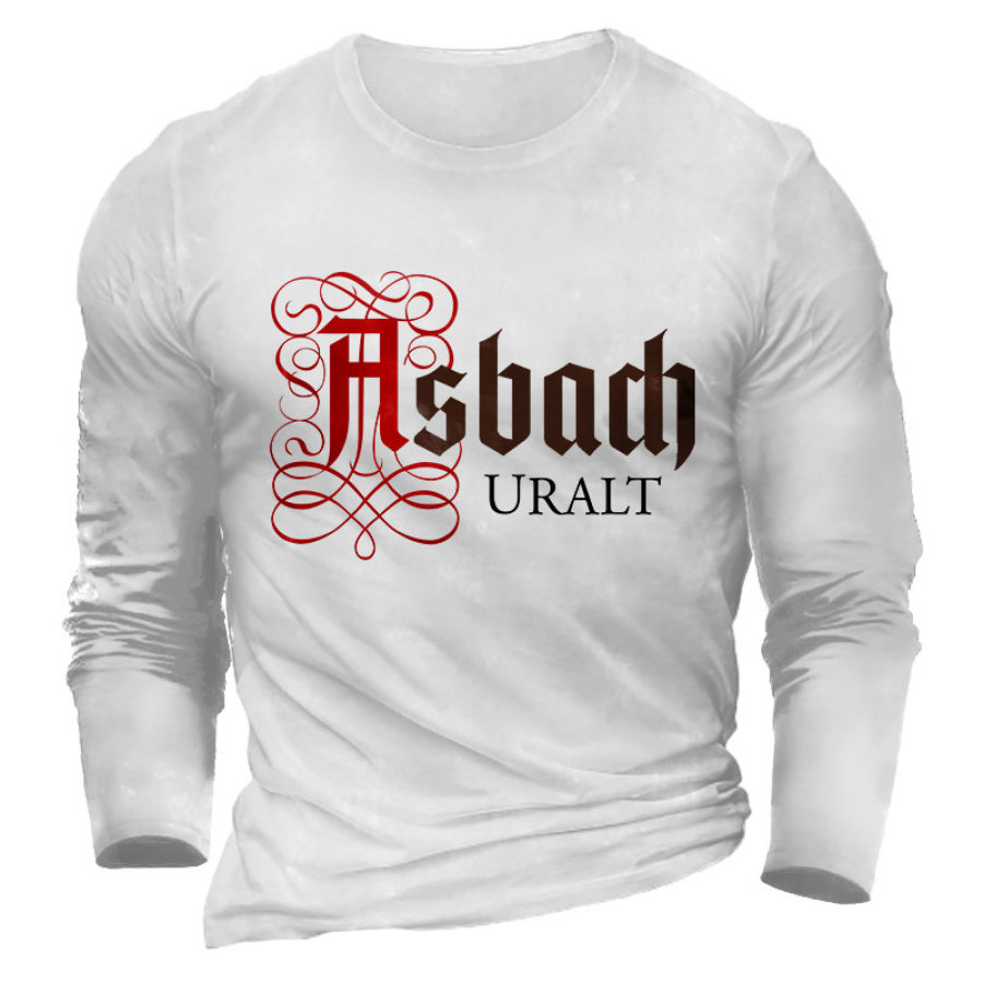 

T-Shirt Homme Asbach Uralt Imprimé Manches Longues Vintage Col Rond Extérieur Quotidien Hauts