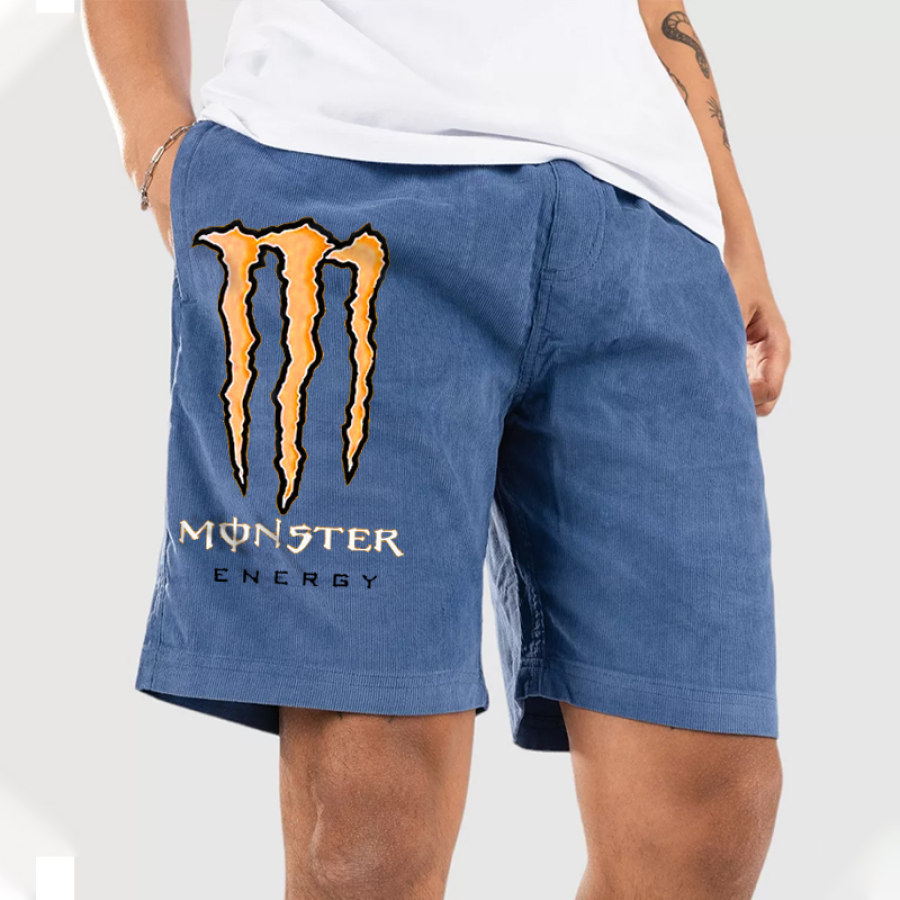 

Men's Corduroy Board Shorts Monster Energyprinted Casual Pants