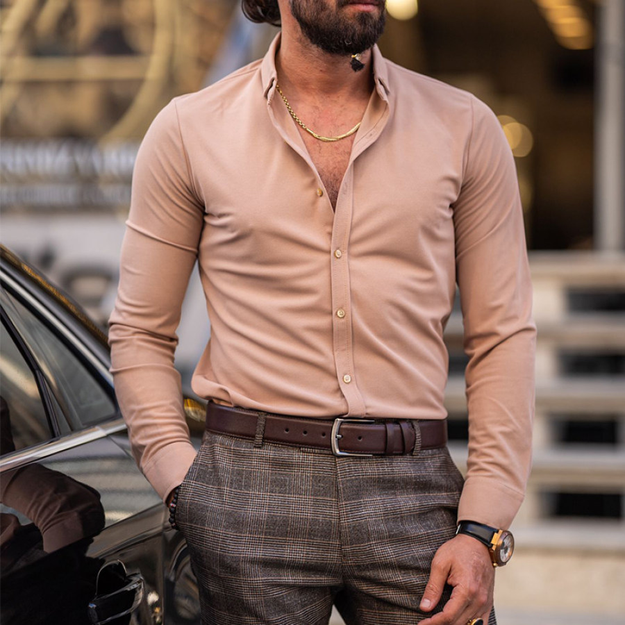 

Men's Slim Fit Lycra Long Sleeve Shirt
