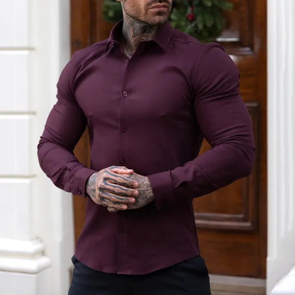 Stylish Tight Solid Color Shirt - Ootdyouth.com 