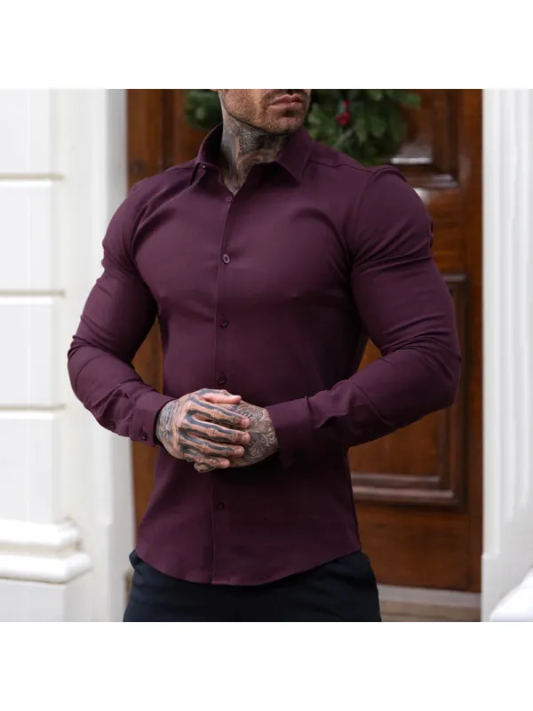 Stylish Tight Solid Color Shirt - Spiretime.com 