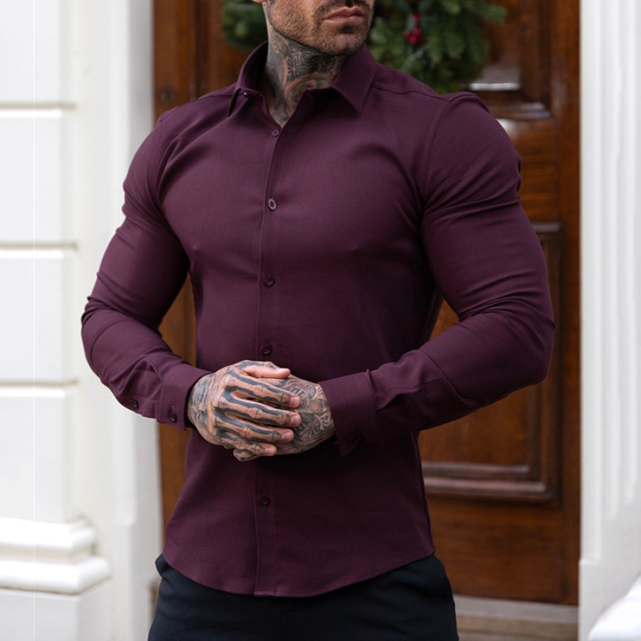 

Stylish Tight Solid Color Shirt