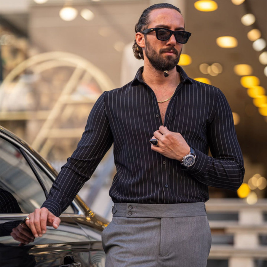 

Chemise à Manches Longues Détaillée Avec Ligne De Coupe Ajustée Au Design Spécial Pour Hommes - Noir