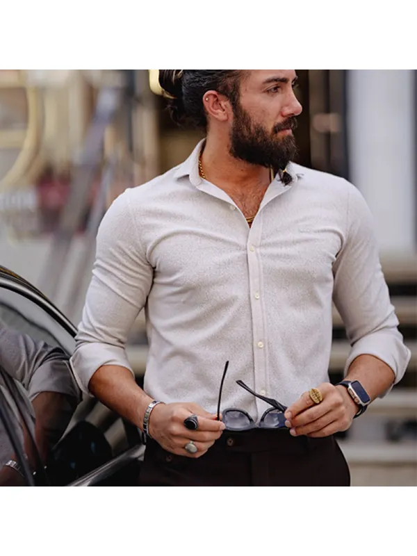 Men's Slim Fit Lycra Long Sleeve Shirt - Timetomy.com 