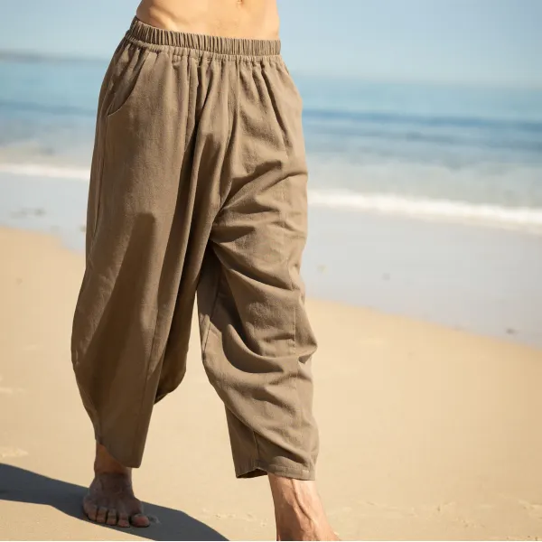 Men's Beach Holiday Linen Casual Harem Pants - Ootdyouth.com 