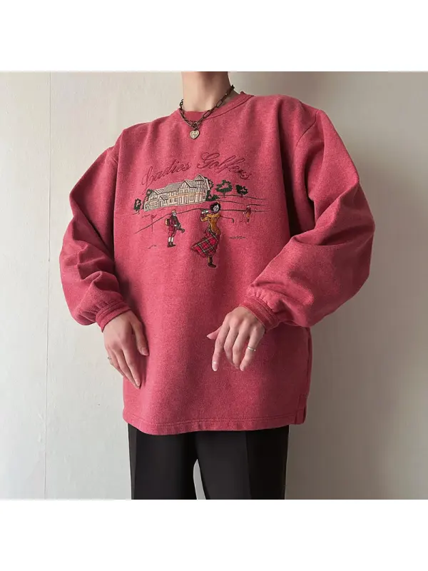 Women's Vintage Graphic Crew Neck Sweatshirt - Onevise.com 