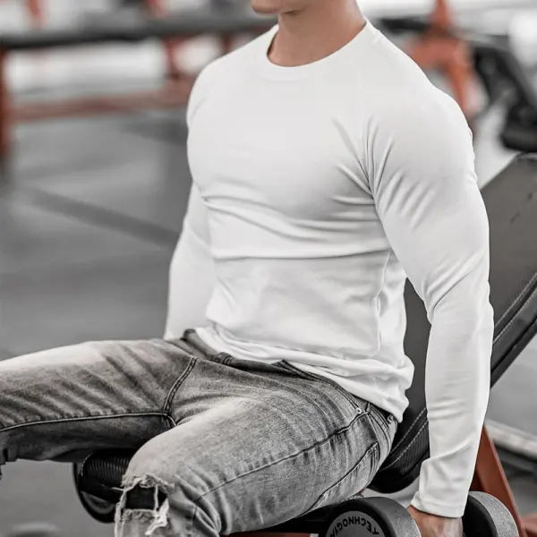Men's Stretch Breathable Long Sleeve Sports T-shirt - Spiretime.com 