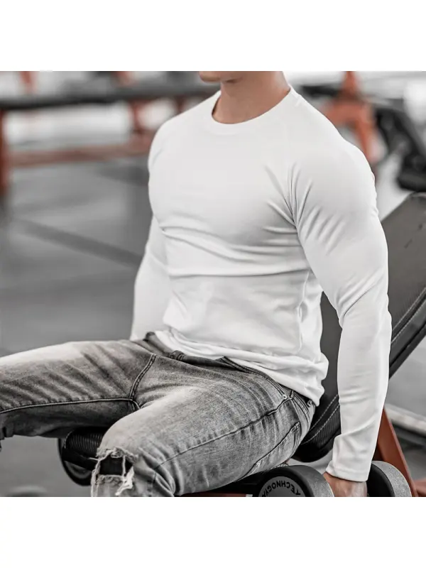 Men's Stretch Breathable Long Sleeve Sports T-shirt - Ootdmw.com 