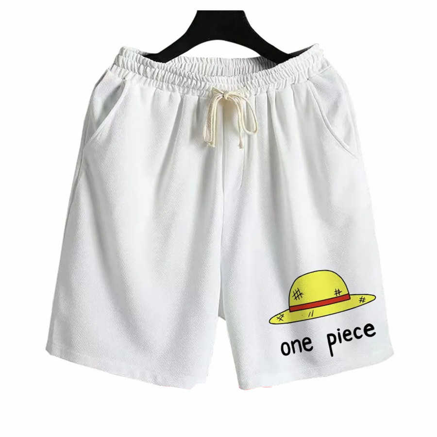 

Pantalones Cortos Casuales Unisex Con Estampado De Anime De Una Pieza Con Logotipo De Luffy