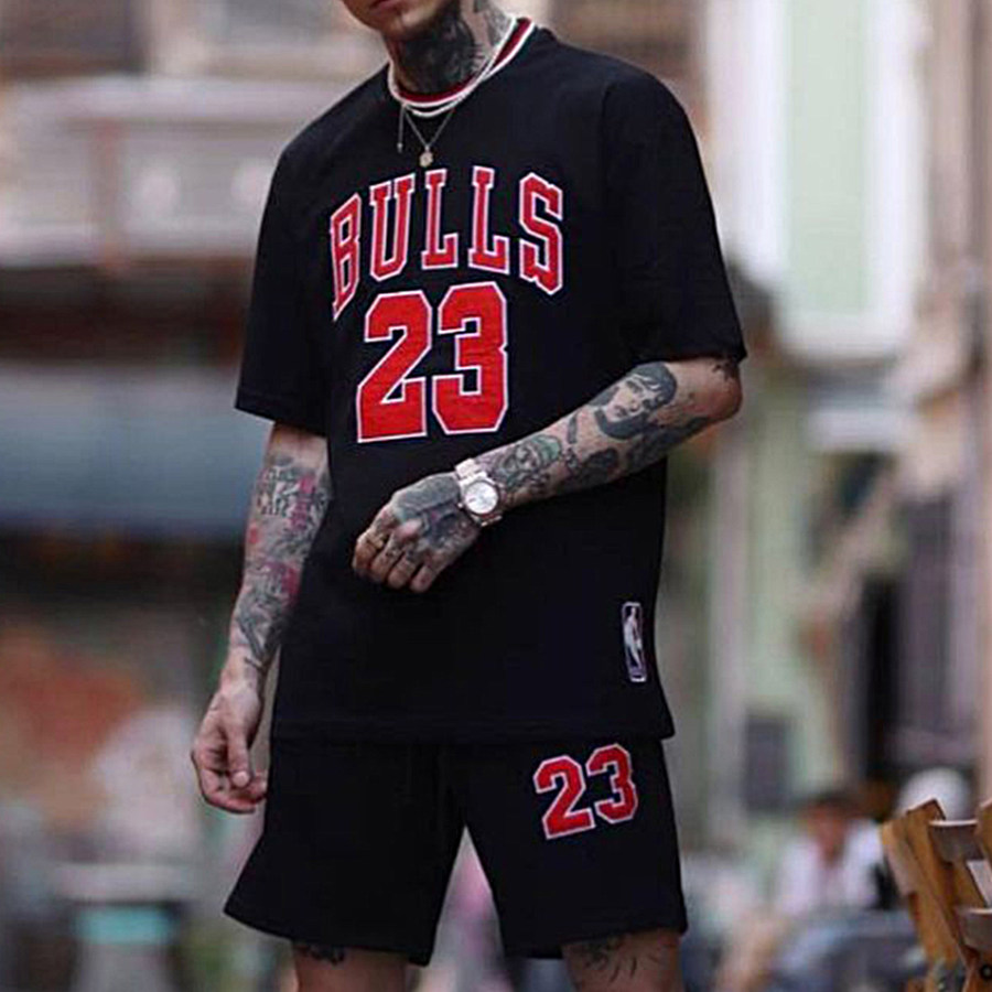 

Costume Surdimensionné à Manches Courtes NBA BULLS NO.23 Pour Hommes