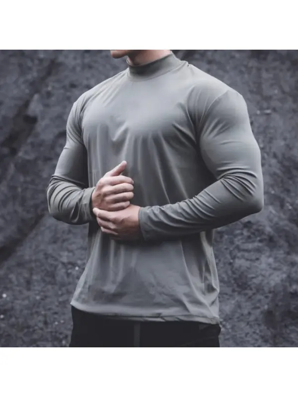Men's Elastic Quick-drying Breathable Half Turtleneck Sports T-shirt - Spiretime.com 