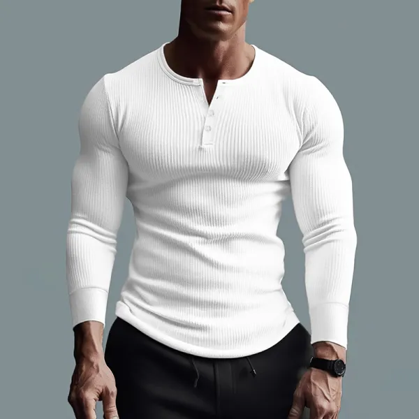 Casual Fitness Tight Button T-Shirt - Ootdyouth.com 