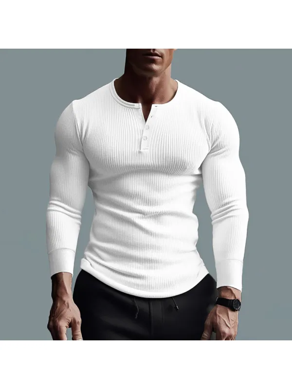 Casual Fitness Tight Button T-Shirt - Timetomy.com 
