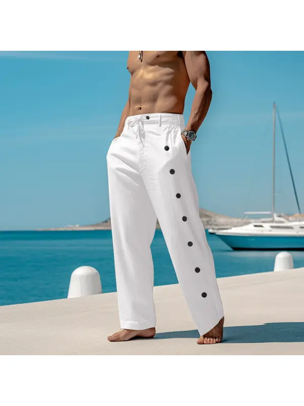 Men's Beach Holiday Linen Casual Pants - Valiantlive.com 