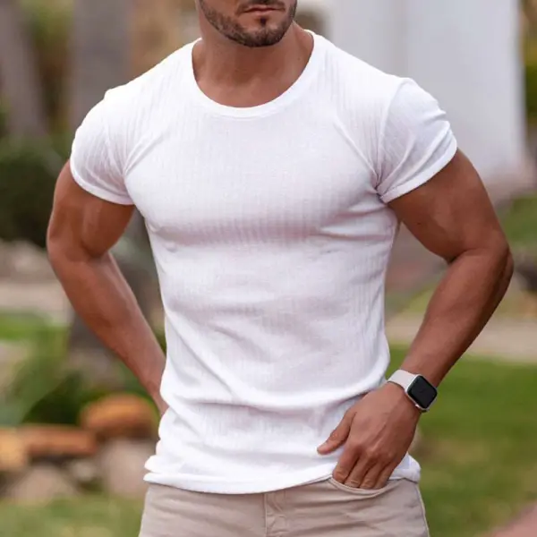 Men's Short-sleeved Solid Color Casual T-shirt - Fineyoyo.com 