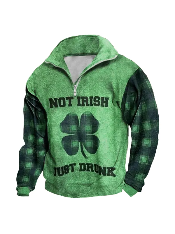 Men's St. Patrick's Day Lucky Print Long Sleeve Sweatshirt - Timetomy.com 