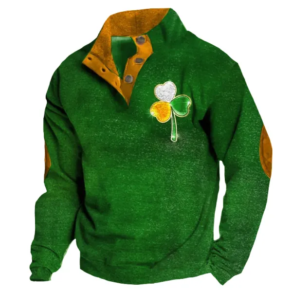 Men's St. Patrick's Day Lucky Print Long Sleeve Sweatshirt - Spiretime.com 