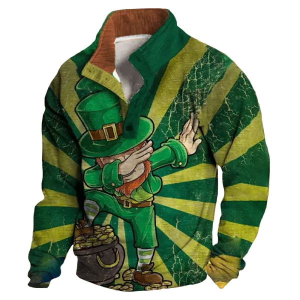 St. Patrick's Day Lucky Print Long Sleeve Sweatshirt - Ootdyouth.com 