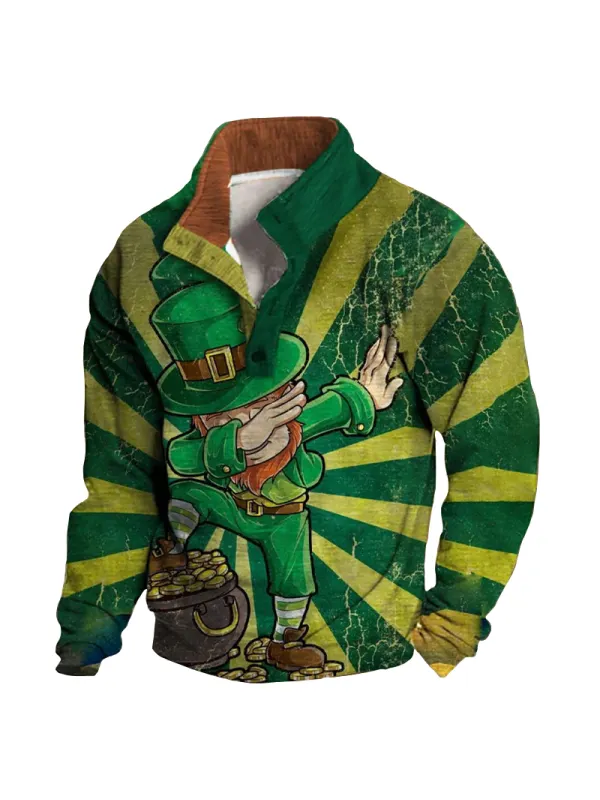 St. Patrick's Day Lucky Print Long Sleeve Sweatshirt - Ootdmw.com 