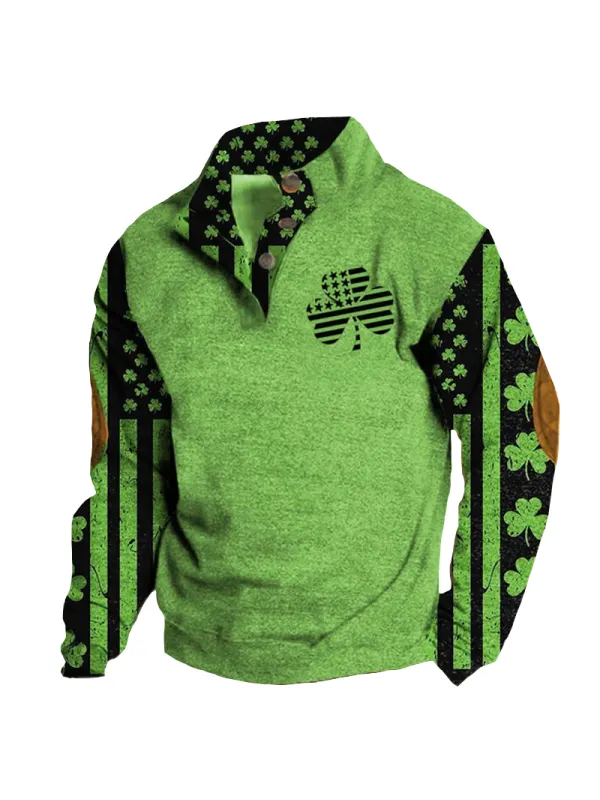 St. Patrick's Day Lucky Print Long Sleeve Sweatshirt - Spiretime.com 