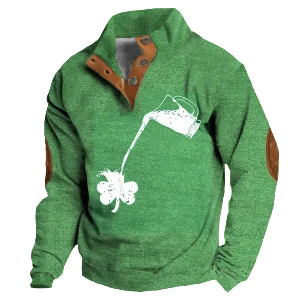Men's St. Patrick's Day Lucky Print Long Sleeve Sweatshirt - Ootdyouth.com 