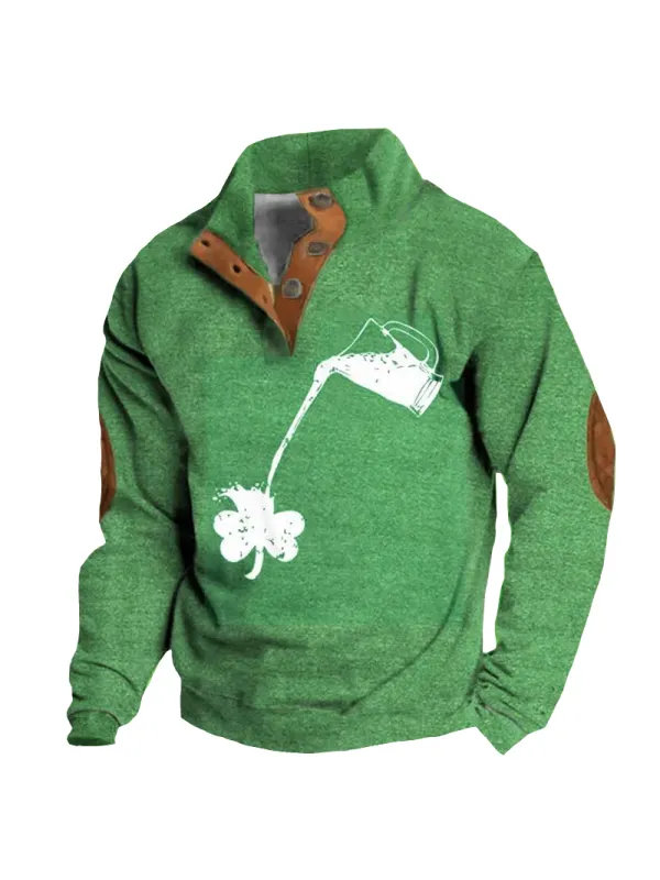 Men's St. Patrick's Day Lucky Print Long Sleeve Sweatshirt - Valiantlive.com 