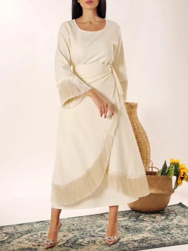 Stylish Ramadan Tassel Kaftan Dress - Timetomy.com 