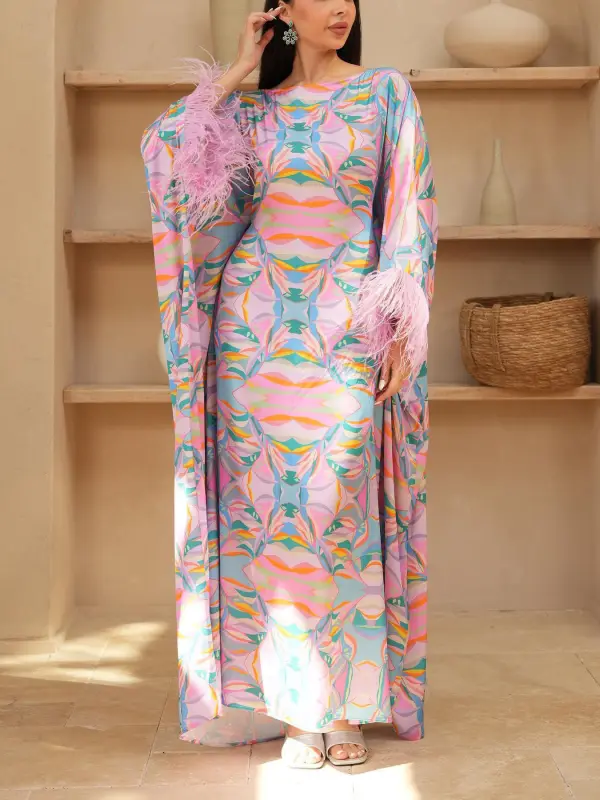 Stylish Ramadan Printed Kaftan Dress - Ootdmw.com 