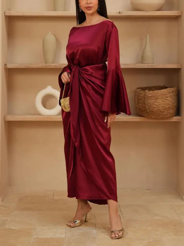 Stylish Ramadan Satin Kaftan Dress - Spiretime.com 