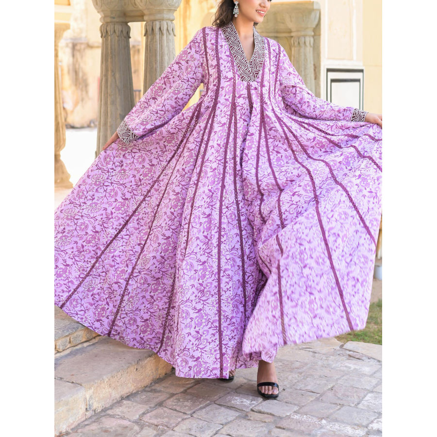 

Stylish Floral Print Ramadan Kaftan Dress