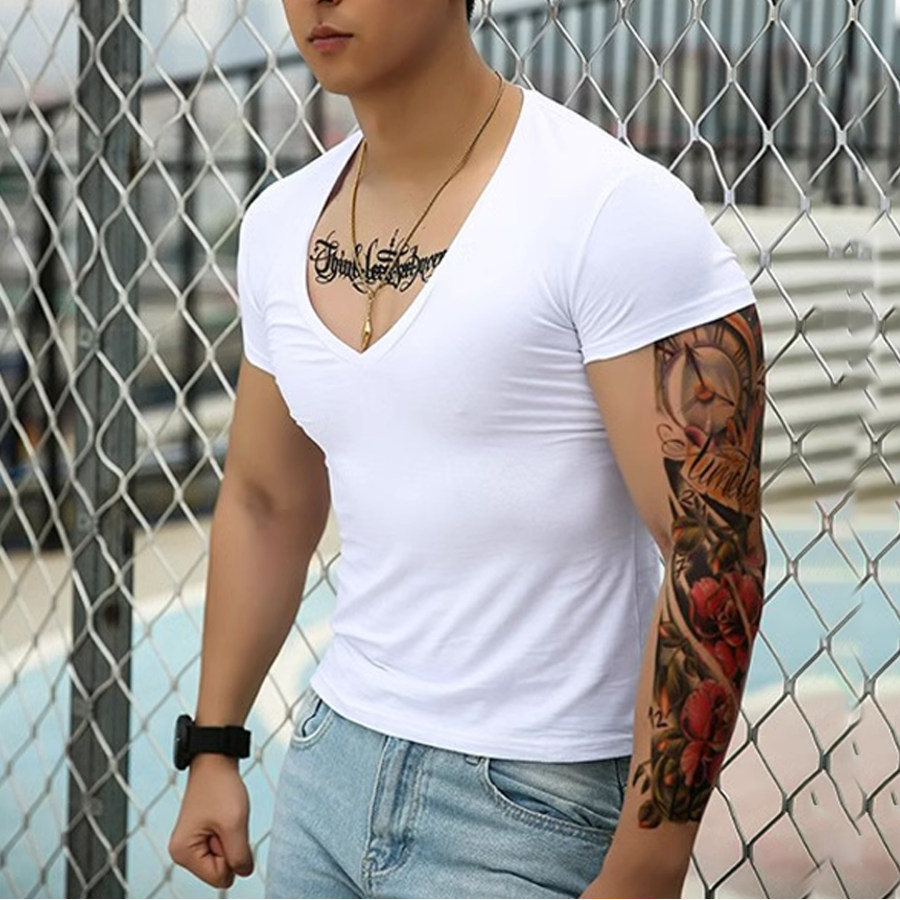 

Men's Fitness Plain V-Neck T-Shirt