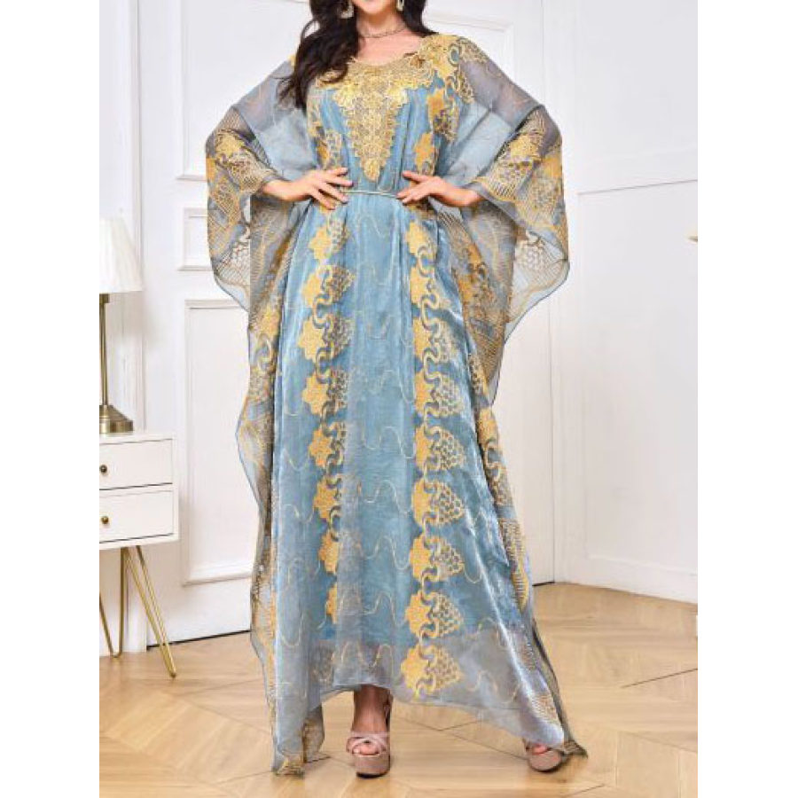 

Stylish And Comfortable Moroccan Muslim Embroidered Sequin Dress Robe