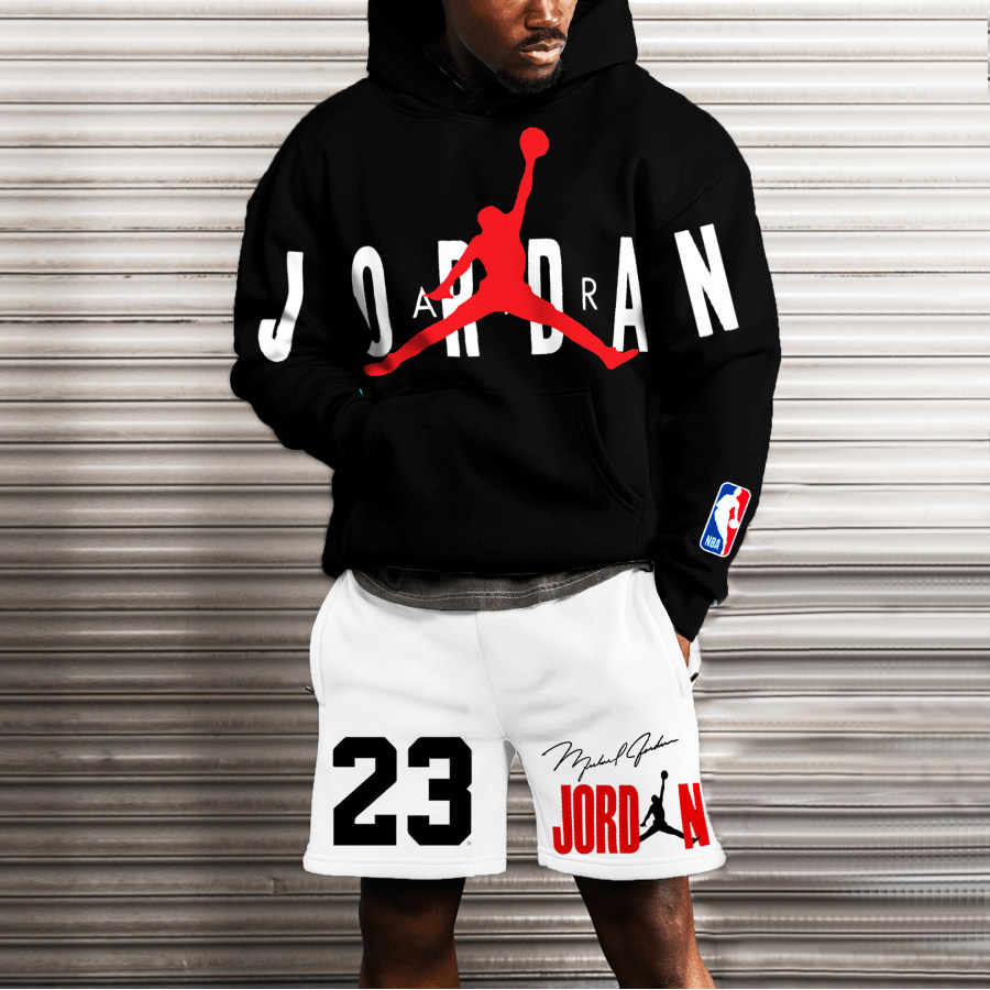 

Men's Oversized NBA JD NBA NO.23 Print Shorts & Hoodie Suit