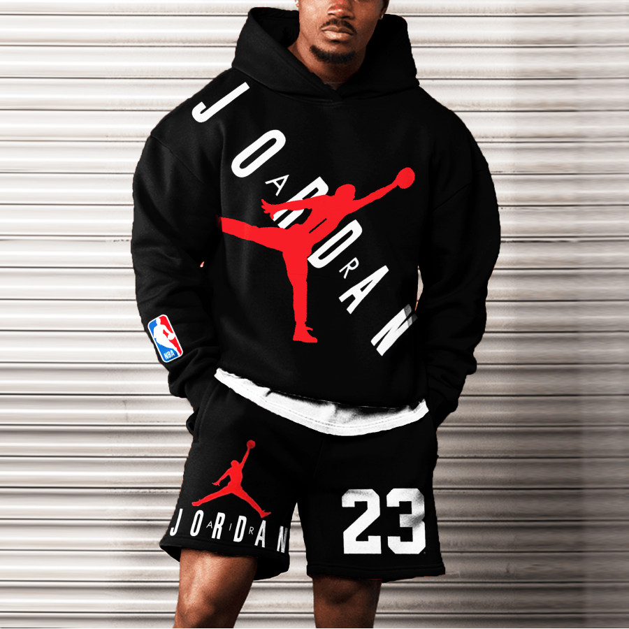 

Übergroßer NBA JD NBA-Print-Shorts- Und Hoodie-Anzug Für Herren