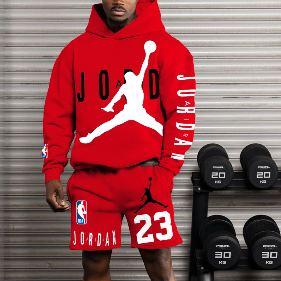 

Übergroßer NBA JD NO.23 Print-Shorts- Und Hoodie-Anzug Für Herren