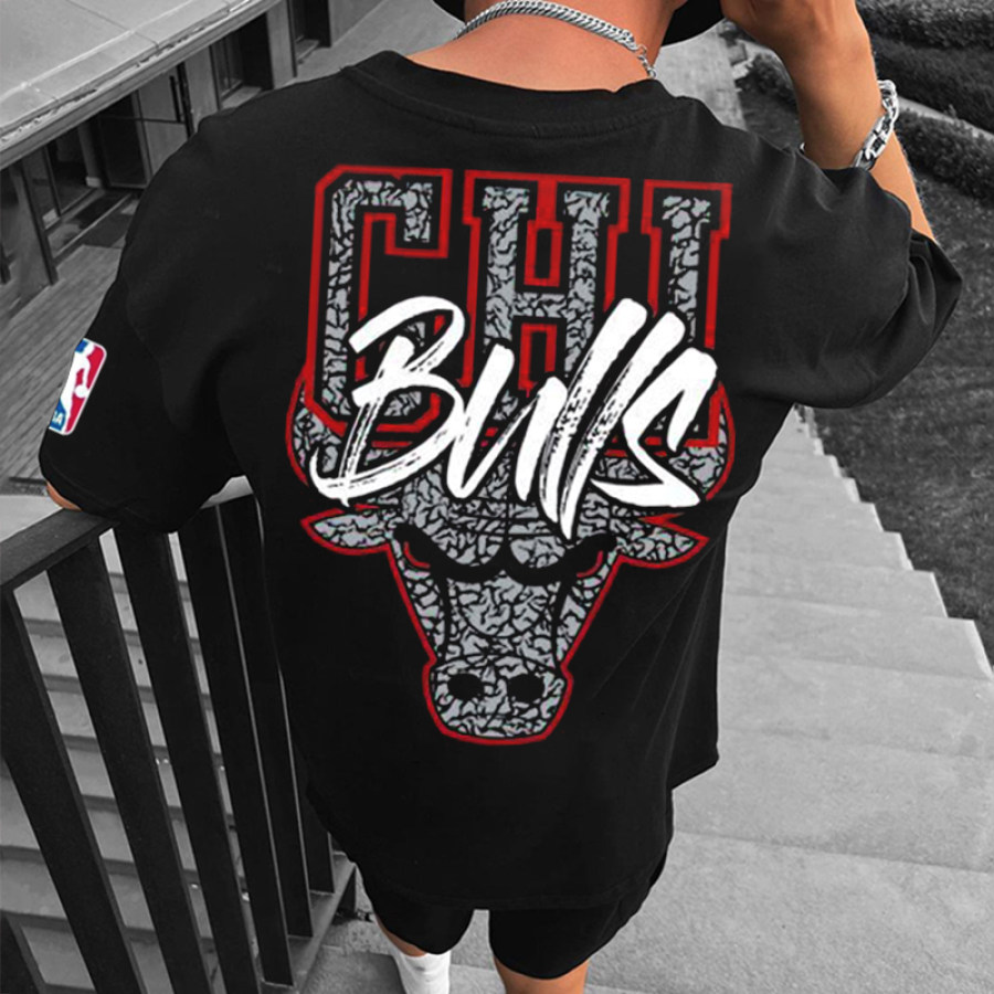 

Lässiges T-Shirt Mit übergroßem Basketball-Aufdruck „Chicago Bulls“ Für Herren