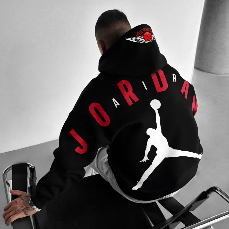 

Übergroßer Kapuzenpullover Mit Street-Style-Basketball-Print Und Bulls-Hoodie