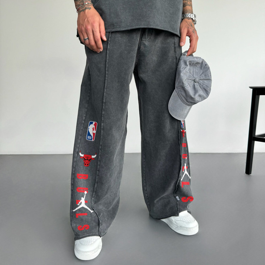 

Pantalones Deportivos Con Estampado De Baloncesto Estilo Callejero Para Hombre Pantalones Deportivos Bulls
