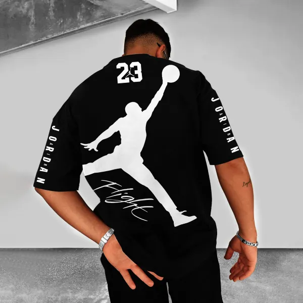 Übergroßes T-Shirt Mit Street-Style-Basketball-Print - Faciway.com 