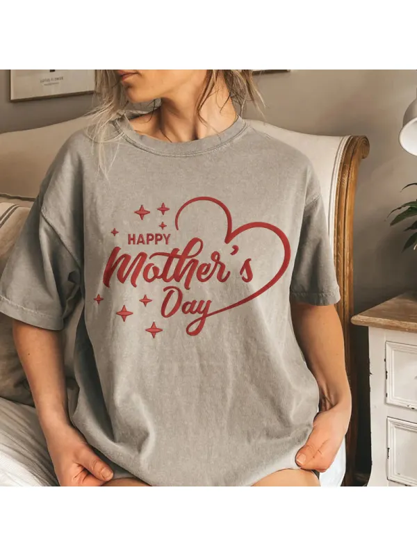 Love Mother's Day Printed Cotton Casual T-shirt - Ootdmw.com 