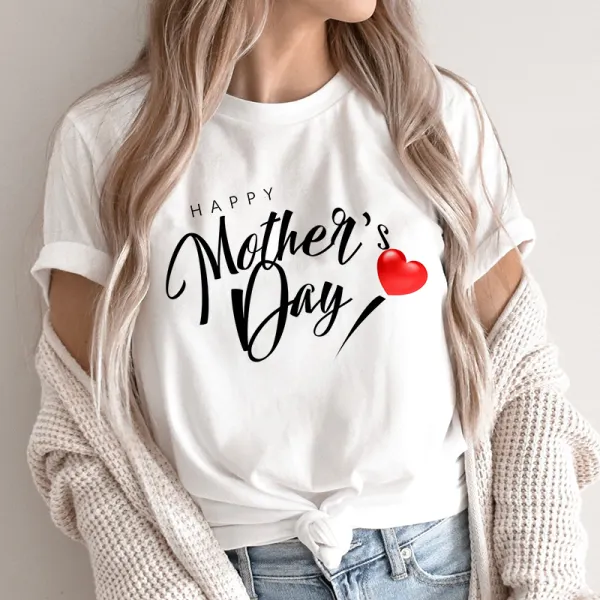 Mother's Day Printed Cotton Casual T-shirt - Ootdyouth.com 